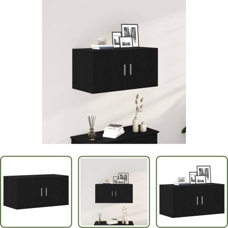 Armoire chêne noir - Armoire murale chêne noir 80x39x40 cm bois d'ingénierie (1/5)