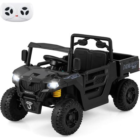 COSTWAY 12V Voiture Électrique Enfant avec Télécommande & Benne, Véhicule Électrique avec Lumières LED & Musique & Klaxon, Démarrage Lent, 3-5 km/h, Charge 30kg,Tracteur Enfant pour 3-8 Ans (Noir) (1/5)