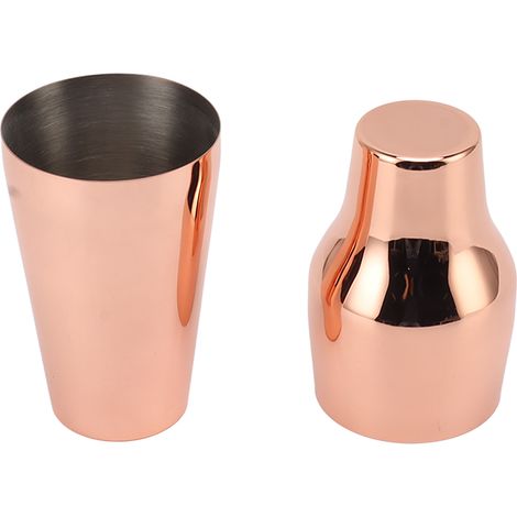 Cocktailshaker aus Edelstahl im französischen Stil, 2-teilig, Martini-Mixer, Cocktailshaker, für Bar, Zuhause, Camping, Picknick, Roségold (1/5)