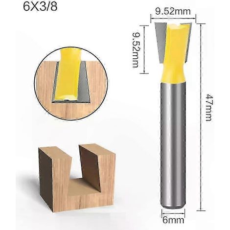 1/4"-Nutfräser-Set mit geradem Schaft, 6 mm Schaft, 14° Winkel, Holzbearbeitungs-Nutfräser, Gravieren und Tischlerarbeiten, 14-teiliges Set, professionelles Werkzeug. (1/5)
