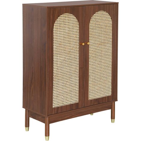 sweeek - Schuhschrank / kleines Sideboard mit 2 Türen und Rattan-Geflecht