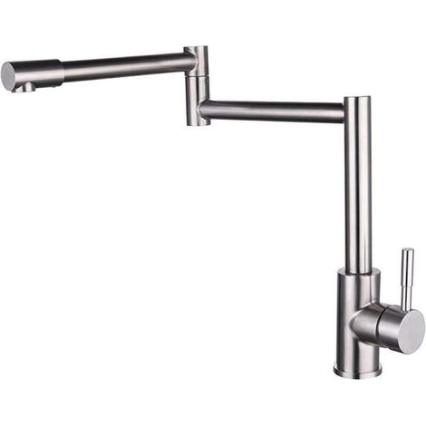Rubinetto da cucina girevole in acciaio inox spazzolato 304 per acqua calda e fredda (1/4)
