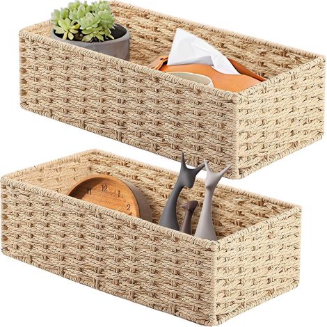 Lot de 2 Boite Rangement, Panier Osier pour Maison,Naturel (1/5)