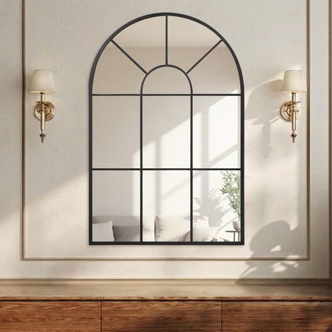 White Arched Grid Mirror 90 x 61 cm - Stylish Home Decor for Modern Interiors