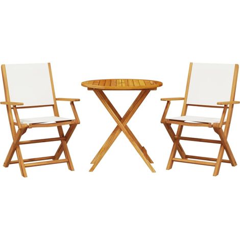 Maison Exclusive - Set da Bistrot 3pz Bianco Crema in Tessuto e Legno Massello
