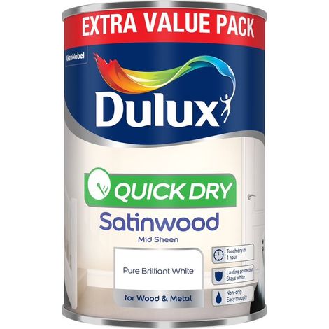 Dulux Retail Quick Dry Satinwood - Pure Brilliant White - 1.25L