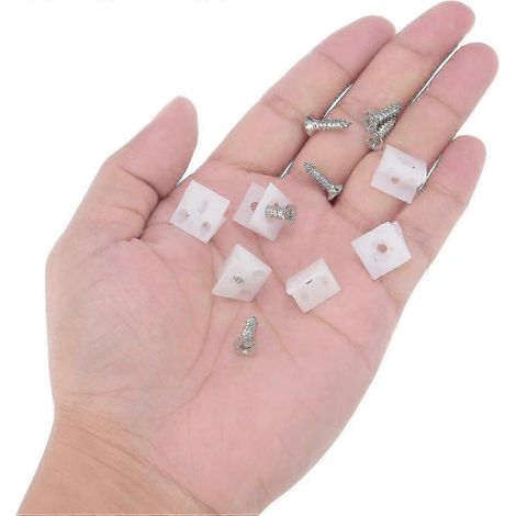 Lot de 100 cales de réparation pour fond de tiroir de commode, en plastique, avec vis, blanches. (1/5)