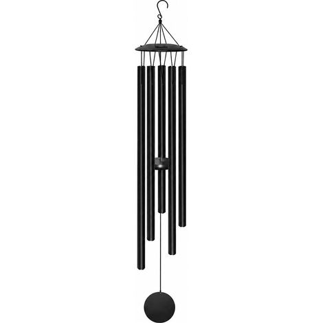 Carillon éolien en métal, tube en aluminium, noir, 94 cm (37 pouces), décoration extérieure pour jardin ou terrasse, cadeau. Tube de 25 pouces, sable noir, 165 cm (65 pouces). (1/4)