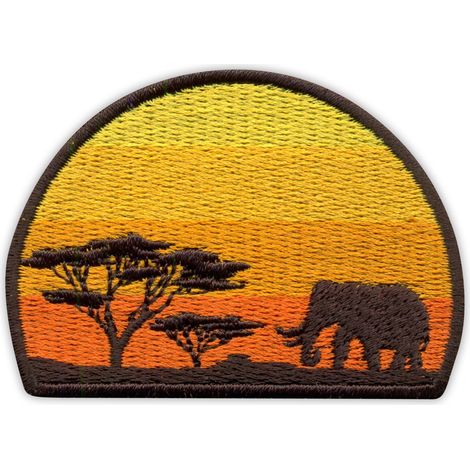 Aufnäher „Afrikanischer Sonnenuntergang“ – Magnetische Rückseite – Gestickter Aufnäher/Abzeichen/Emblem