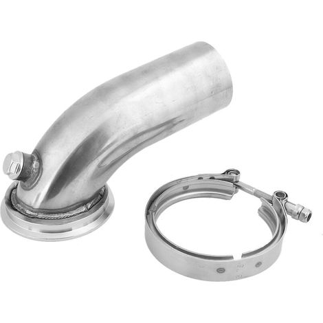 Jeffergarden Coude D'échappement, Coude de Tuyau de Descente D'échappement Turbo en Acier Inoxydable à 90 Degrés Compatible avec Hy35 HX He351 avec Collier de Serrage à Bande en V (1/5)