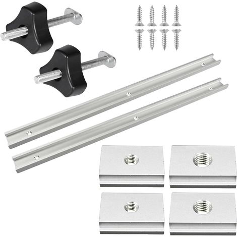 Goulotte de guidage pour le travail du bois 500 mm avec vis autotaraudeuses, rails en T en alliage d'aluminium avec glissière et poignée pour outil de travail du bois (1/5)