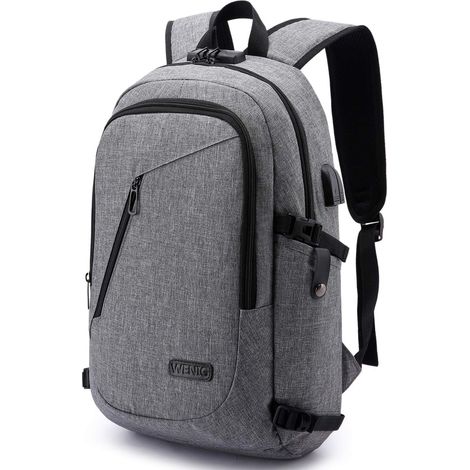 Zaino per laptop da 15,6 pollici, sottile, durevole, resistente all'acqua, grigio