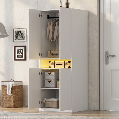 Armoire 70 x 55 x 180 cm avec niche éclairée LED, blanche, OKWISH (1/5)