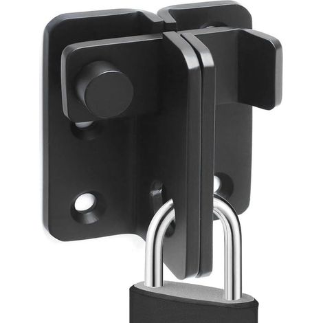 Verrou Porte Coulissante Serrure Volet Loquet Porte Verrou Portail à Bascule Boulon avec Vis pour Porte Fenêtre Placard et Jardin Acier Inoxydable (Noir, Right Open S)