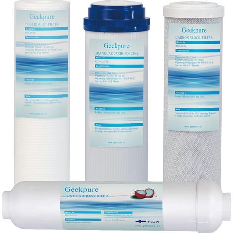 Set mit 4 Umkehrosmosefiltern, 10 Zoll, Sediment- und Aktivkohlefilter, 5- oder 6-stufiges System, für Zuhause (1/4)