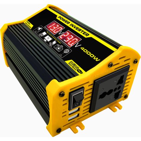 Onduleur 4000W onde sinusoïdale modifiée, convertisseur 12V-220V avec USB 2,1A et pinces (1/5)