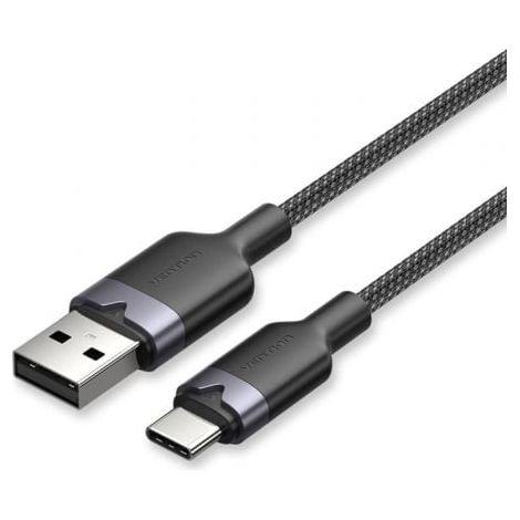 Cable USB 2.0 Tipo-C Vention CTNBF/ USB Tipo-C Macho - USB Macho/ Hasta 60W/ 480Mbps/ 1m/ Negro