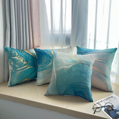 Federa per cuscino, set di 4 federe per cuscino 45x45, federa decorativa per divano, per camera da letto, sedia, letto, giardino (velluto da spiaggia) (1/4)