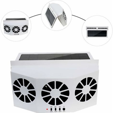 Solarbetriebener Auto-Lüfter, 2400 mAh, solar- und batteriebetriebener Auto-Abluftventilator mit 3 Kühlrippen für Automobile (1/5)