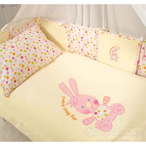 Juego de ropa de cama de algodón de 3 piezas, 100x135 cm, color crudo, con diseño de conejito.