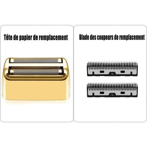 Tête de Rasoir électrique pièces, Rasoir Film et cutter de rechange Compatible avec le Rasoir pour BaBylissPro Barberology FX Metal Foil Shaver, FXFS1/FXFS2 Rasoir Shaver (doré) (1/3)