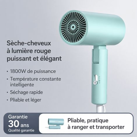 Sèche-cheveux pliable 1800W 220V air chaud et froid avec concentrateur d'air soin température constante bleu 1,222 kg – Livraison gratuite (1/5)