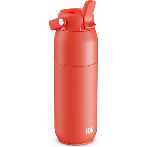Gourde Isotherme 540 ml (18 oz)- Bouteille Étanche en Acier Inoxydable avec Couvercle Paille, Débit Rapide, Pour Boissons Froides, Format Porte-Gobelet, Corail (1/5)