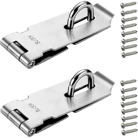 2 Pièces Loquet de Cadenas 4 Pouces - Argenté Acier Inoxydable Verrou de Porte Cadenas avec Vis pour Meubles Armoire Tiroir (1/4)