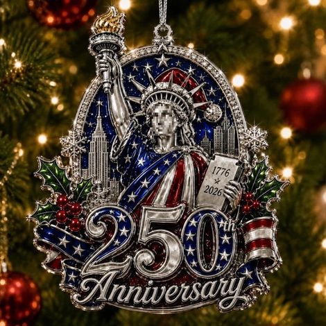 USA 250th Anniversary Christmas Ornament - (This last part is a website name and doesn't translate directly. It likely refers to a decoration or ornament for the 250th anniversary of the United States