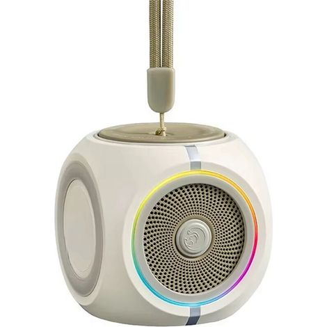 Tragbarer Bluetooth-Lautsprecher mit Gyroskop, RGB-Beleuchtung, Mini-Subwoofer und Stressabbau-Spielzeug eine tolle Geschenkidee weiß.