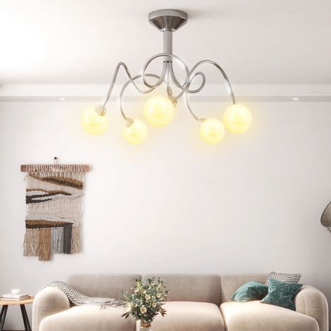 Lámpara de techo pantallas cristal redonda 5 bombillas LED G9 vidaXL (1/5)