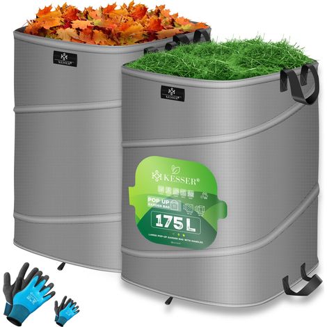 KESSER® Pop-Up-Gartensack, selbststehend, faltbar - 2x175 Liter, Grau/Schwarz