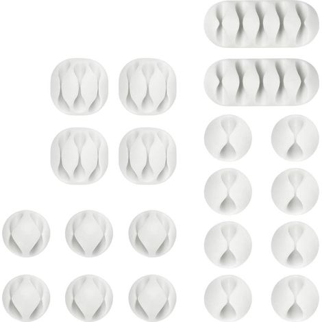 Clips Câble Organisateur Bureau, 20pcs Cable Clips Support de Câble, Ensemble d'Organisateur de Câbles de Gestion de Clips Cable pour pour Câbles de Chargeur/Souris/Écouteur/Téléphone, Blanc