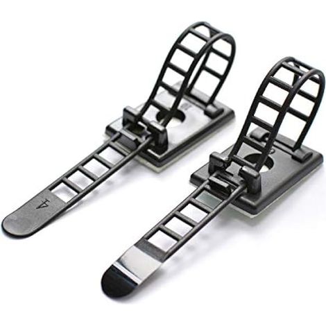 50 Stück Kabelbinder Klebe-Kabelclips Einstellbare Kabelbinder aus Nylon und Klebekabelklemmen mit optionaler Schraubbefestigung für Kabelmanagement (Schwarz) (1/5)