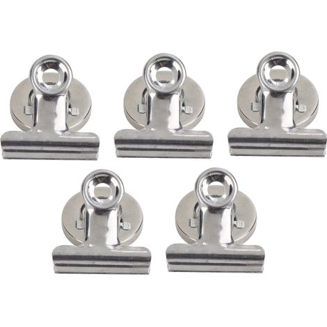5 Aimants Ronds Inox Nickelé Puissants Pinces Aimantées Fixation Solide Lot de 5 (Argent) (1/5)