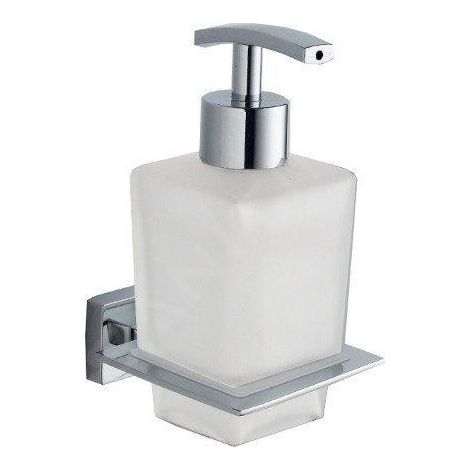 Porte-distributeur de savon APOLLO, 200ml, verre dépoli, chromé (1/4)