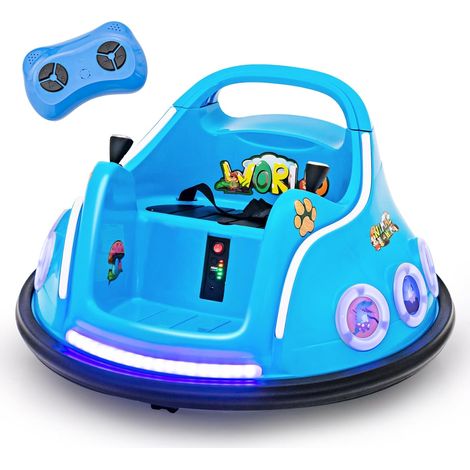 Costway – Voiture électrique enfant 12V avec télécommande – Rotation 360° – Lumières clignotantes et musique – Charge 30kg – Pour 3-8 ans (Bleu)