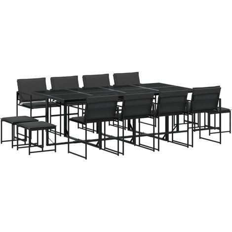 Maison Exclusive - 13-tlg. Garten-Essgruppe mit Kissen Schwarz Te