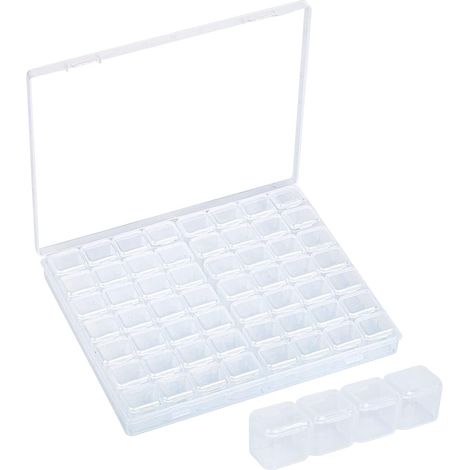Aufbewahrungsbox für Diamantmalerei-Perlen mit 56 Fächern und herausnehmbarer transparenter Einlage
