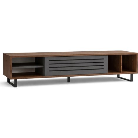 TV-Schrank Sovico, ein Regal, eine Tür, 5 Fächer, 160x40x35h cm Anthrazitschwarz