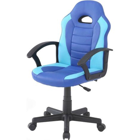 Dmora - Gaming-Stühl Dfaraon, Kinder-Gaming-Sessel, Schreibtischstuhl, 56x55h89/100 cm, Blau und hellblau (1/3)