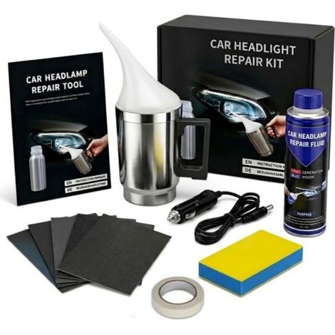 Kit Rénovation Phares Voiture, Kit Polissage Phare Voiture, Renovateur Phares, avec Coupe d'atomisation pour Oxydation/Jauni/Rayures/Flou (1/5)