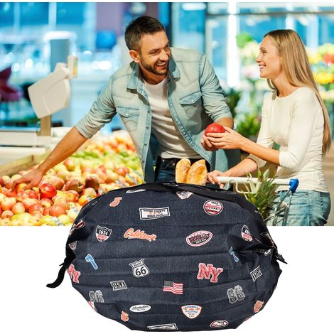 Sac à dos de voyage/sac de courses pliable, imperméable, en polyester de grande capacité, de style accordéon, bleu marine, fabriqué au Japon. (1/5)
