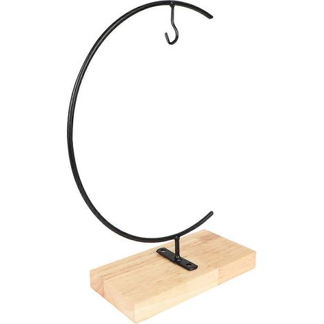 Porte-bijoux suspendu en fer forgé, compatible avec une base en bois noir (1/5)