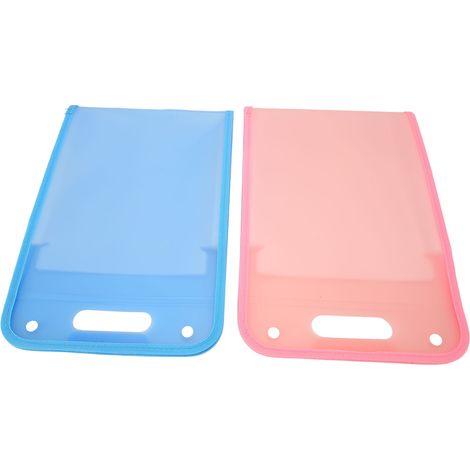 Lot de 2 chemises verticales à 13 compartiments, grande capacité, format A4, organiseur de documents portable en plastique pour l'école, le bureau ou la bibliothèque, rose et bleu. (1/5)