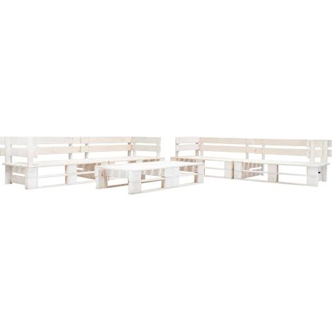 vidaXL Salon de jardin palette 6 pcs Bois Blanc (1/3)