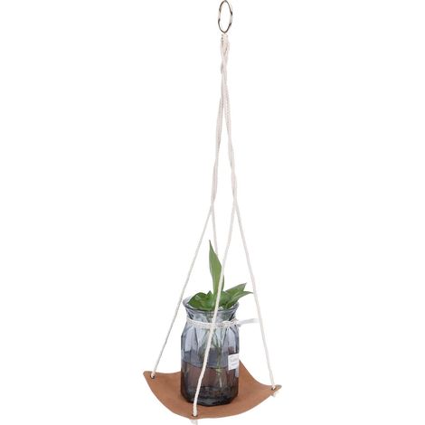 Suspension pour plantes en cuir Agatige, base carrée, corde coton, support suspendues, pot de fleurs (1/5)