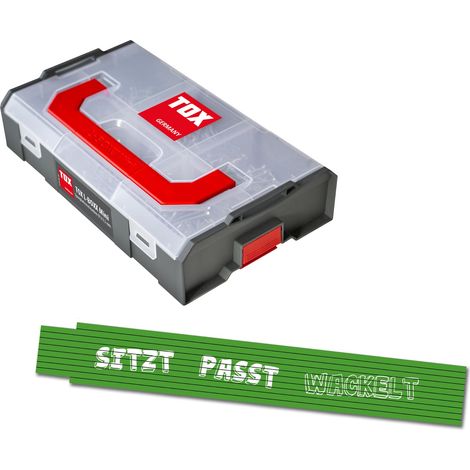 Jeu de vis pour panneaux agglomérés L-BOXX Mini 3 et 3,5 mm (700 pièces), empreinte TX + mètre pliant 2 m vert avec impression, vis à bois en 6 tailles dans un bac de rangement, 094909168 (1/4)
