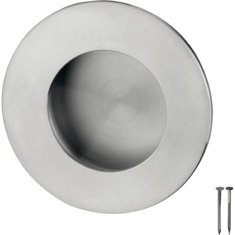 Poignée coquille ronde Ø60mm à encastrer intégration invisible pour portes coulissantes en acier inoxydable finition brossé mat Meuble Cuvette Cuisine Tiroir Placard (1/3)
