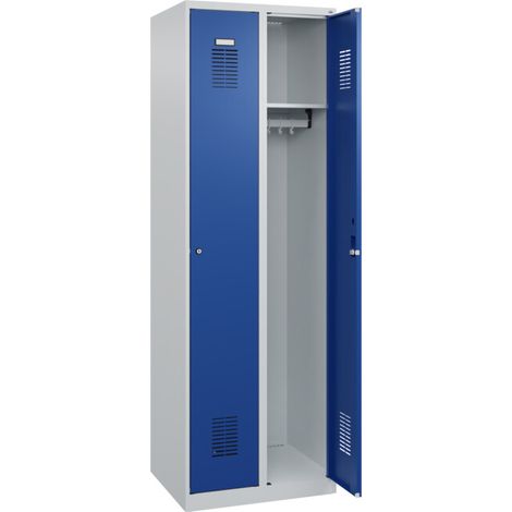 C+P Armoire à casiers Basis PLUS, 2 compartiments, 1850x600x500mm, 7035/5010 (1/5)